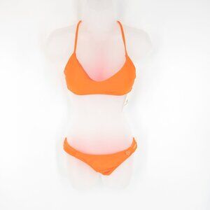 Body Glove Womens Orange Bikini Set  Halter Top Side Strap Bottom Small NWT